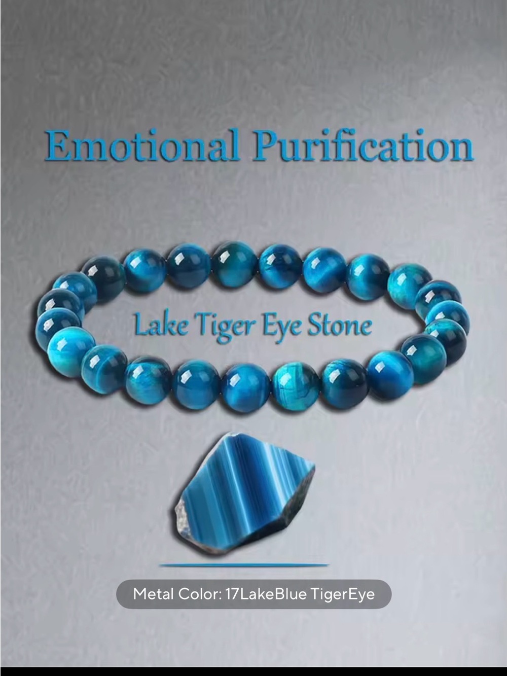 Lake Blue Tiger Eye Beaded Bracelet